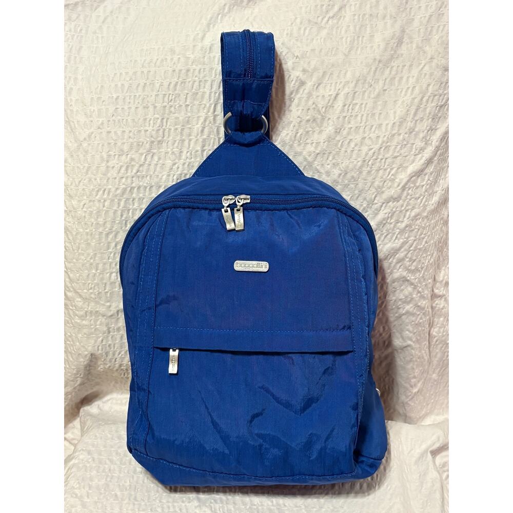Baggallini Excursion Sling Convertible Backpack Blue Lightweight Nylon EUC